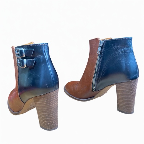 Madewell Reid Two-Tone Leather Ankle Boots in Black & Chestnut size 7.5 - Picture 9 of 13
